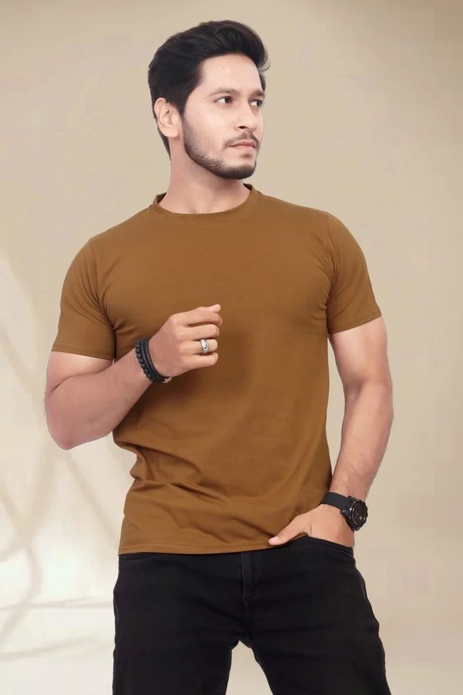 Men's Round Neck T-Shirt - Cotton Lycra