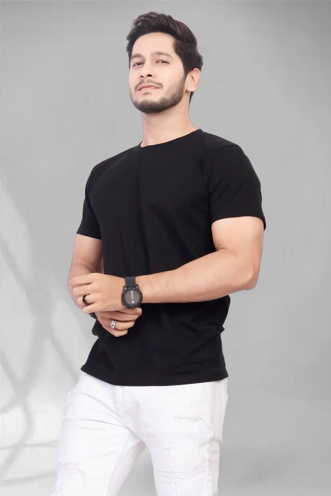 Men's Round Neck T-Shirt - Cotton Lycra