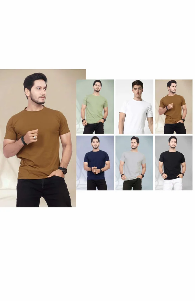 Men's Round Neck T-Shirt - Cotton Lycra